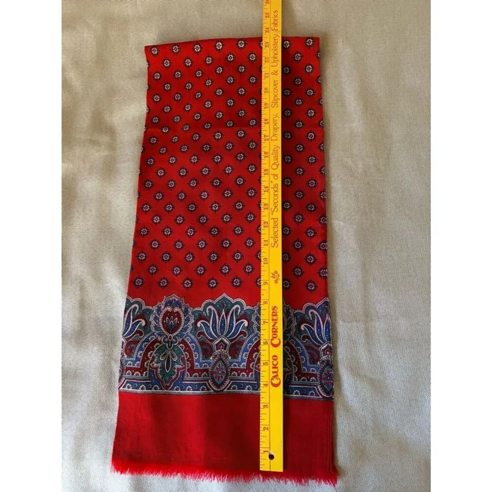 Vintage Men’s Swiss Wool Scarf Red Paisley Fringe